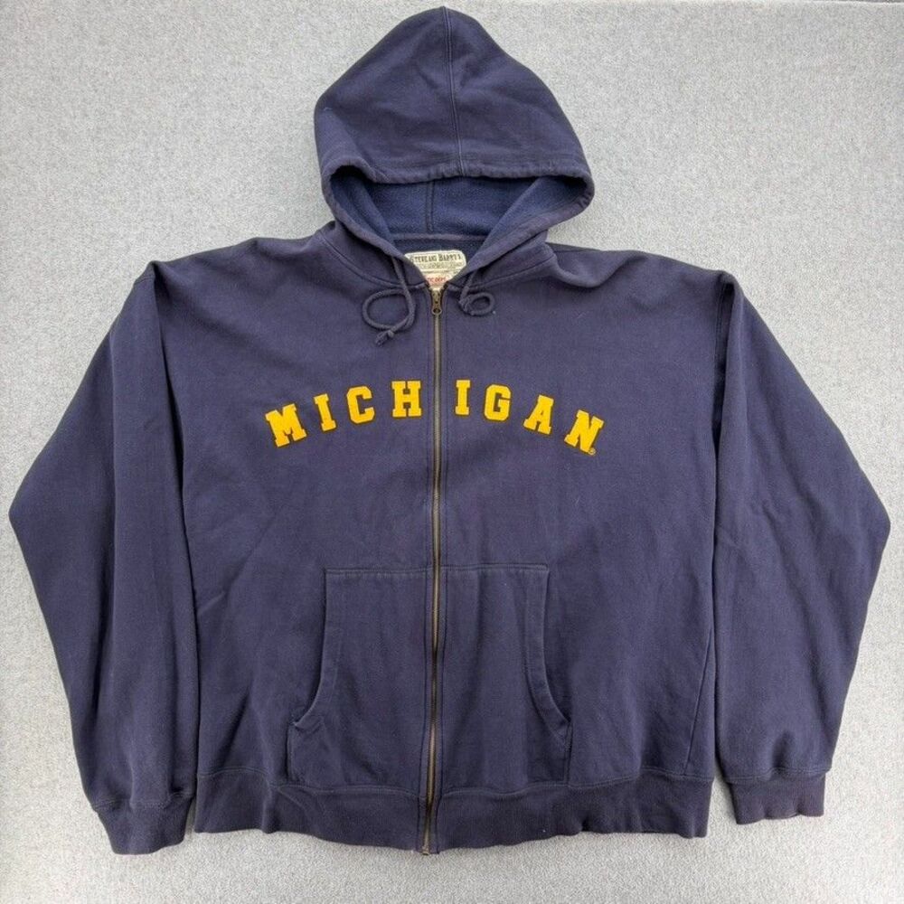 Vintage Steve & Barry's Michigan Wolverines Hoodie XXL Navy Full Zip Y2K College